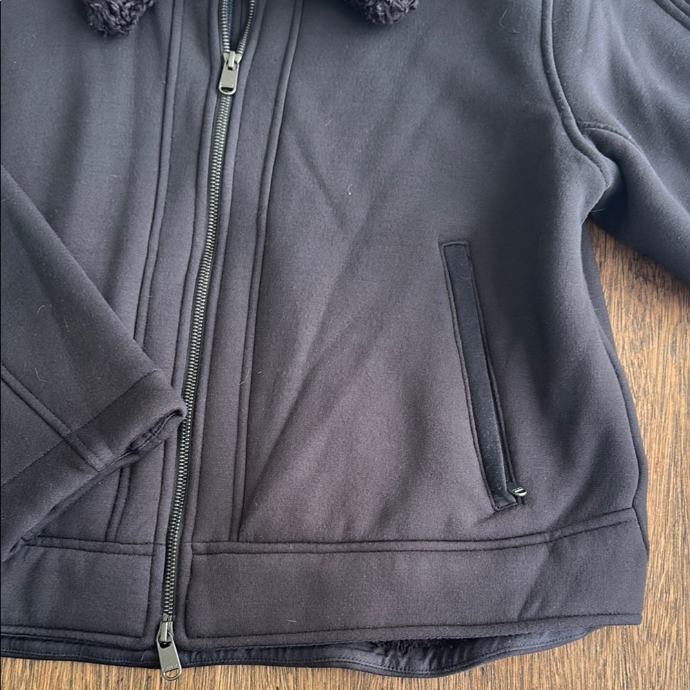 Athleta Black Jacket with Faux Fur Collar | Size Medium - Picture 3 of 7